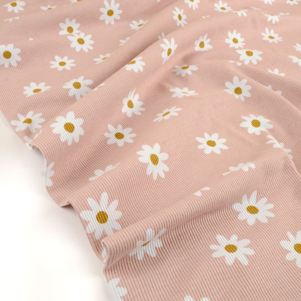 Fairtrade Bio Rib Jersey Daisy Old Pink